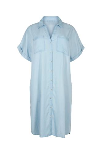 Midi denim φόρεμα με V σε light blue χρώμα
